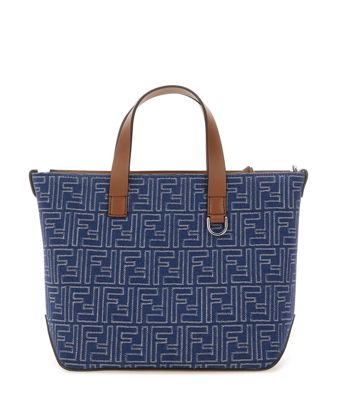 FENDI Темно-синяя хлопковая сумка тоут, фото 3