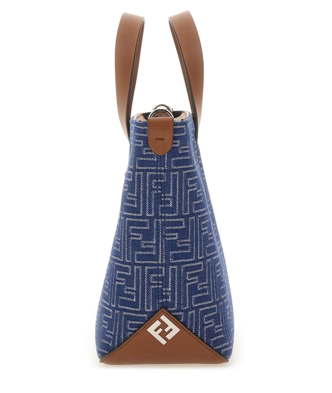 FENDI Темно-синяя хлопковая сумка тоут, фото 4