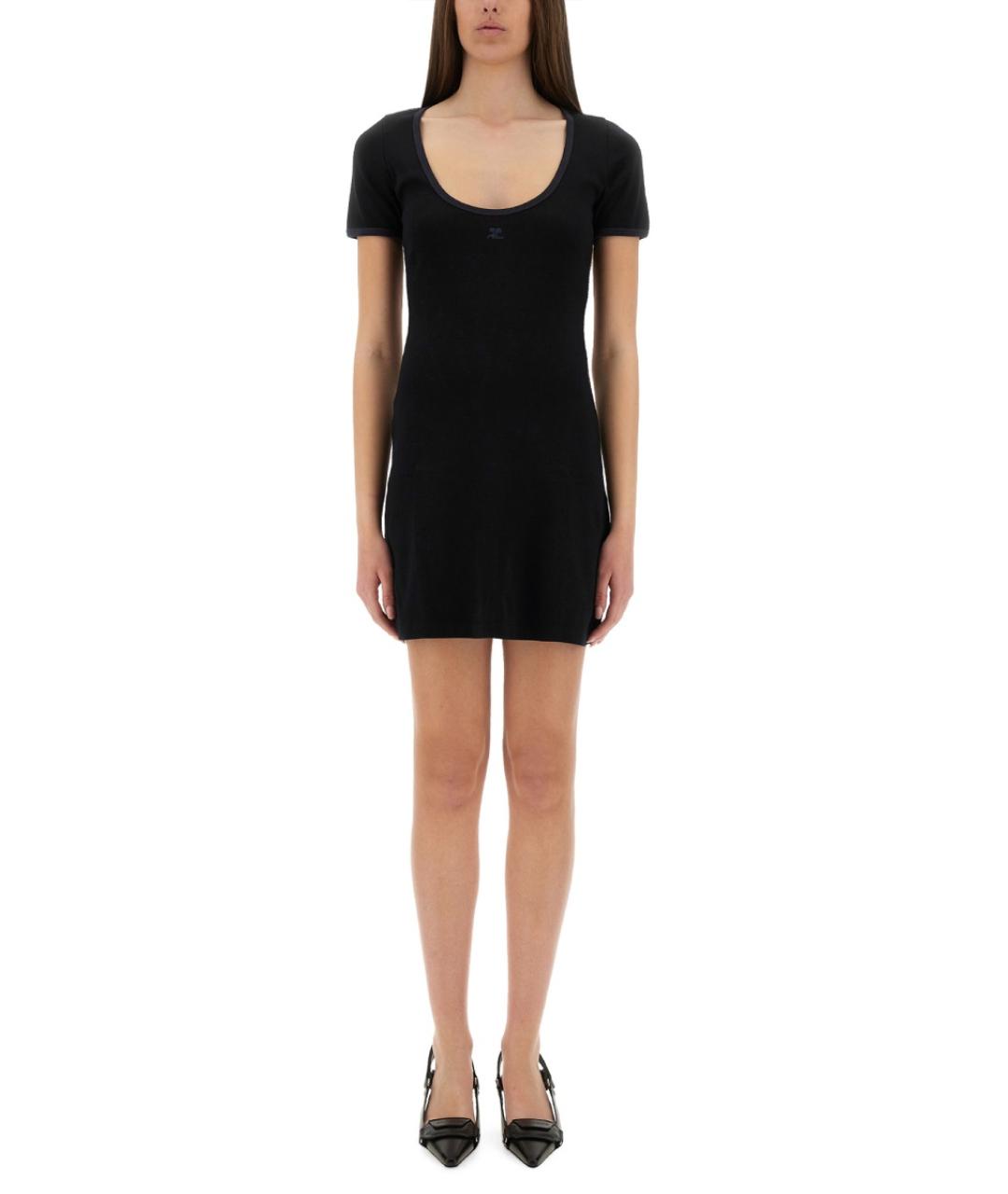 COURREGES Черное хлопковое повседневное платье, фото 2