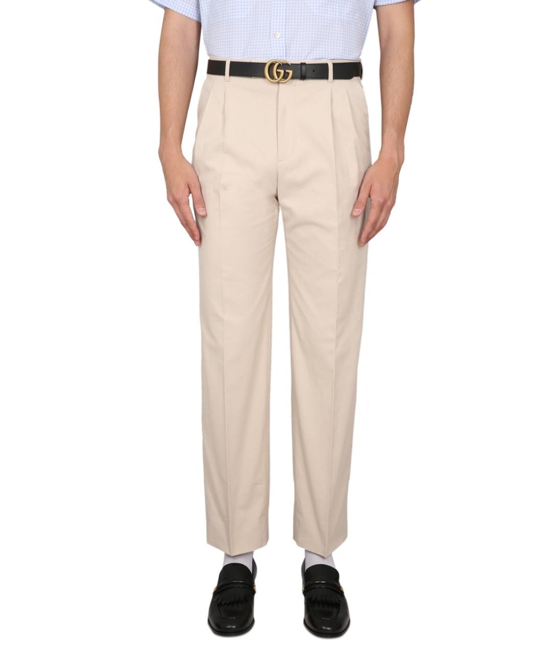 GUCCI Бежевые хлопковые повседневные брюки, фото 2