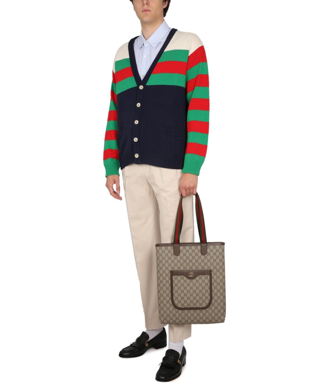 GUCCI Бежевые хлопковые повседневные брюки, фото 3