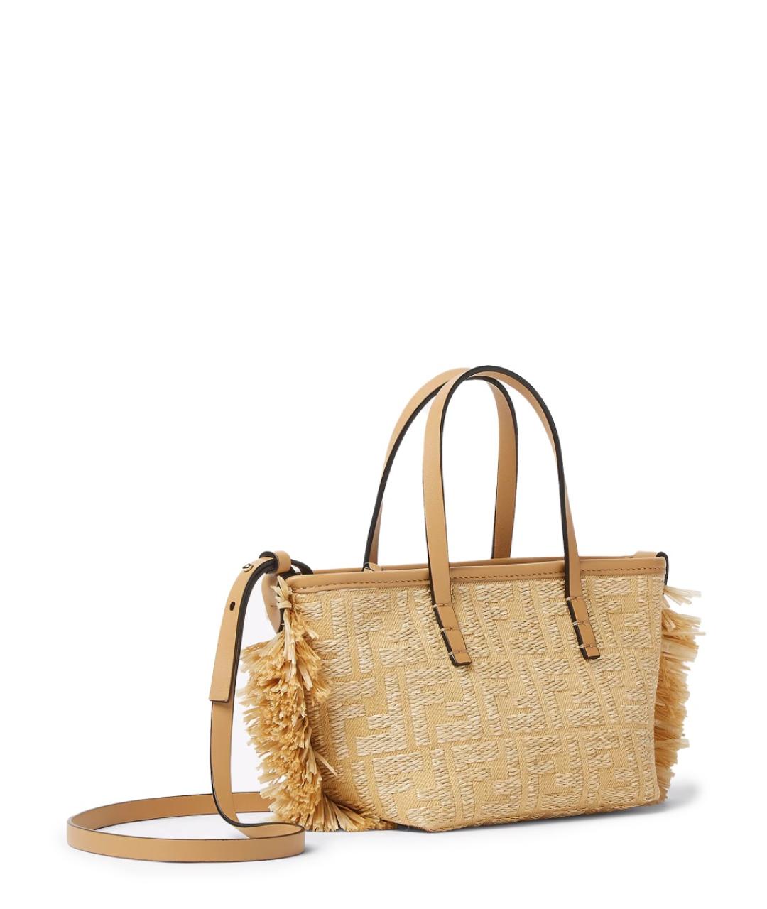 FENDI Бежевая хлопковая сумка тоут, фото 3
