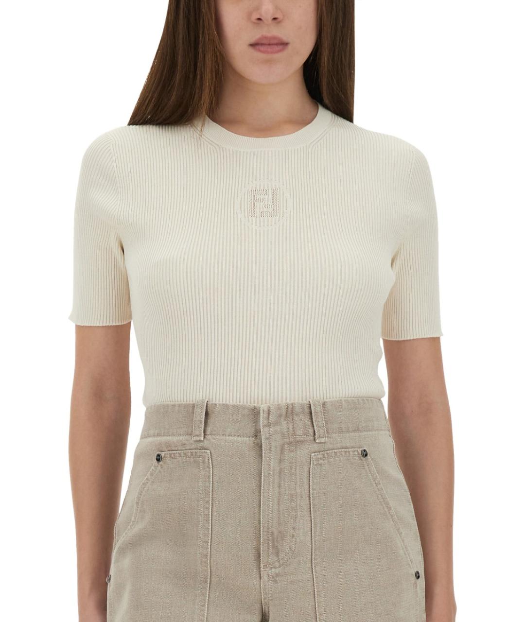 FENDI Белая хлопковая футболка, фото 5