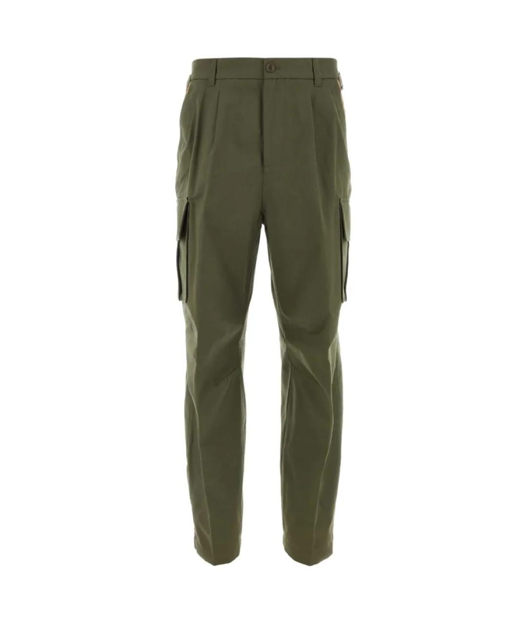 GUCCI Зеленые хлопковые повседневные брюки, фото 1