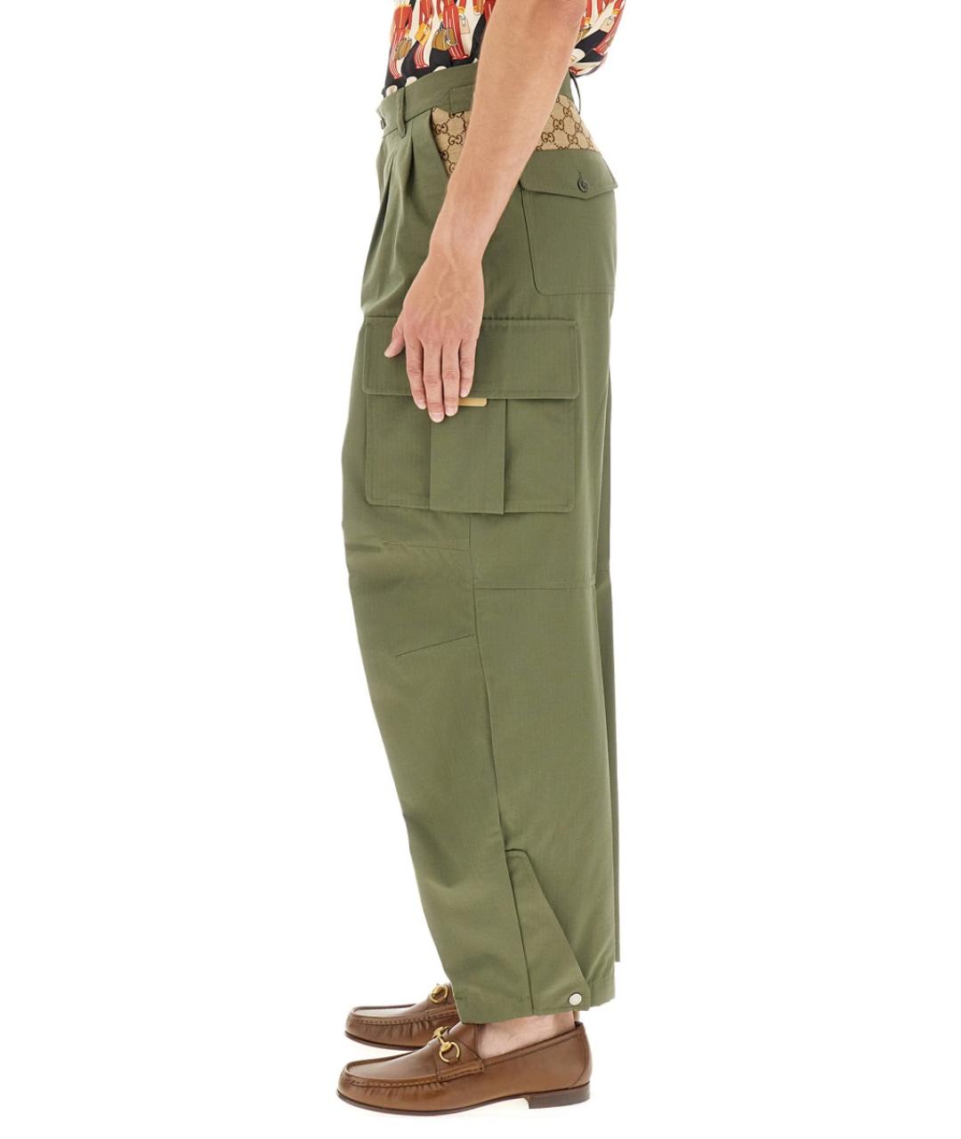 GUCCI Зеленые хлопковые повседневные брюки, фото 5
