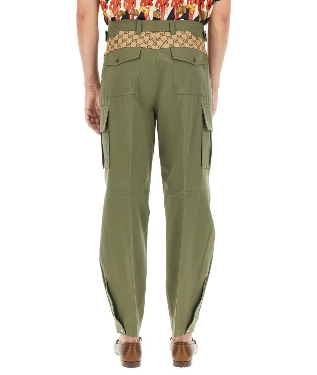 GUCCI Зеленые хлопковые повседневные брюки, фото 4