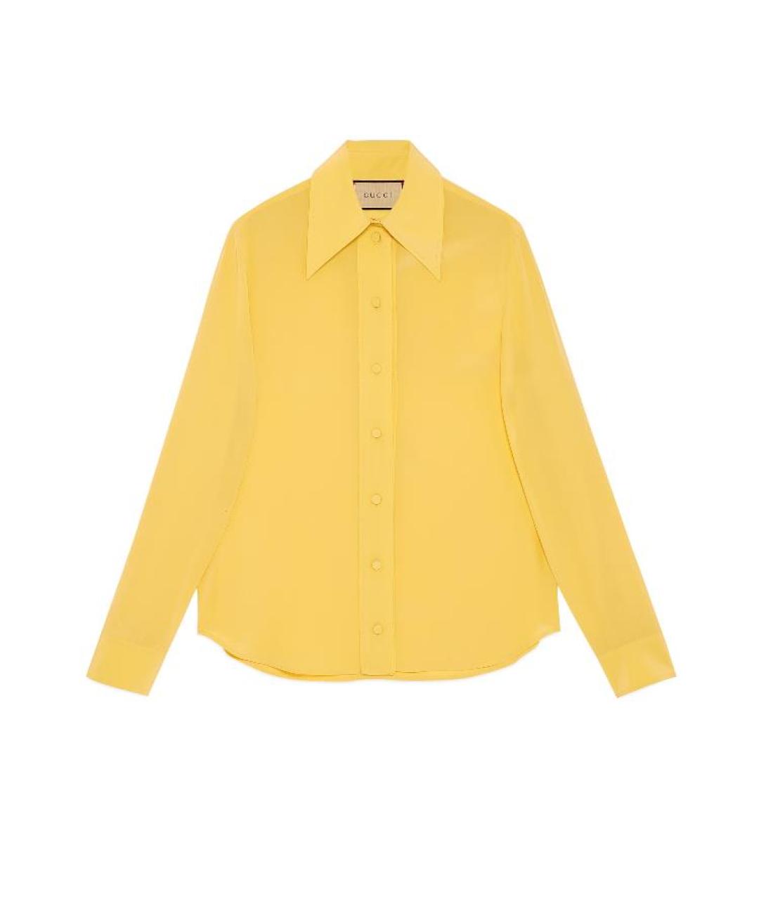 GUCCI Желтая шелковая рубашка, фото 1
