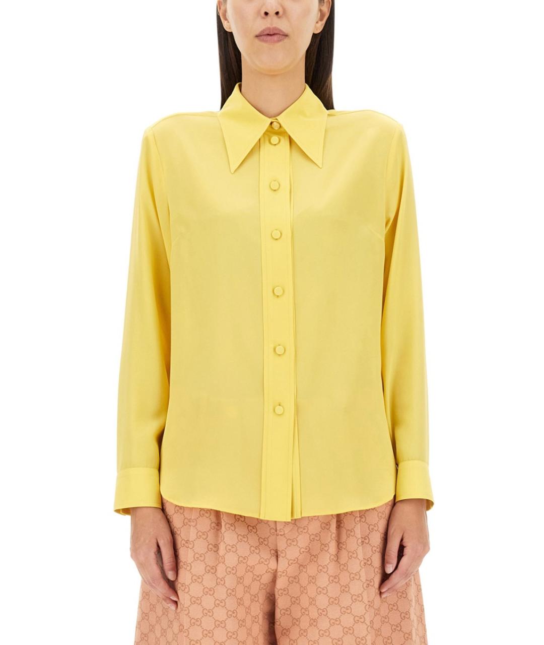 GUCCI Желтая шелковая рубашка, фото 2
