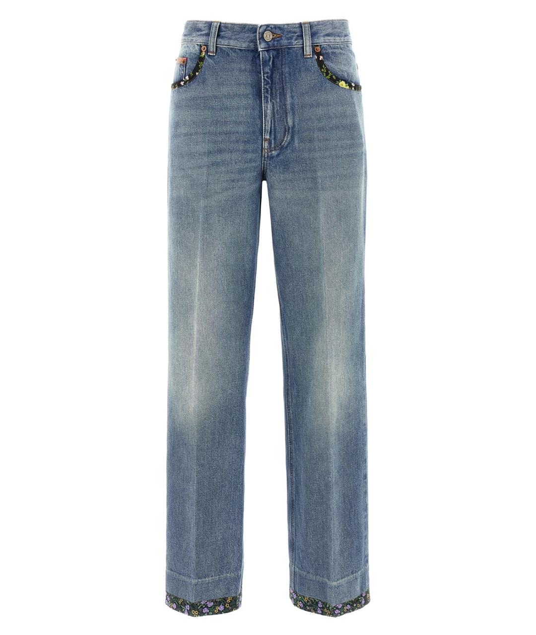 VALENTINO Синие хлопковые прямые джинсы, фото 1