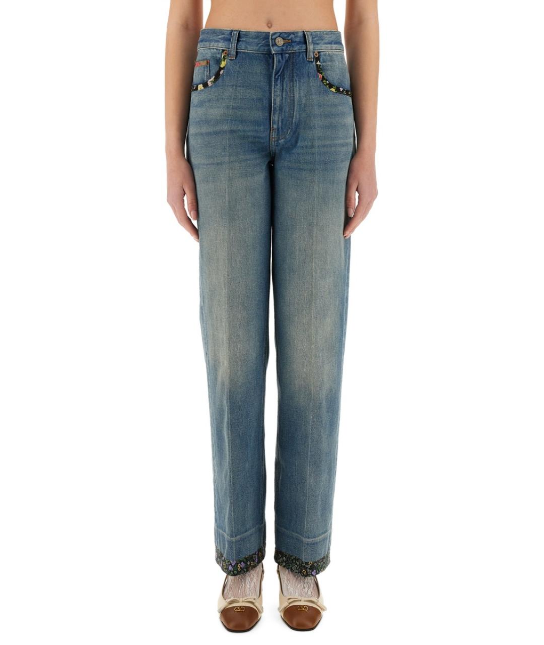 VALENTINO Синие хлопковые прямые джинсы, фото 2