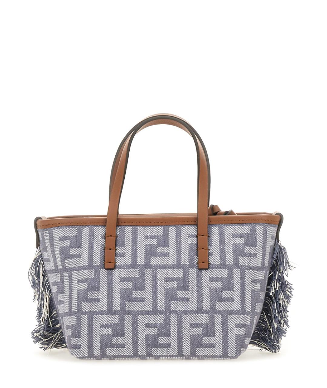 FENDI Голубая синтетическая сумка тоут, фото 3