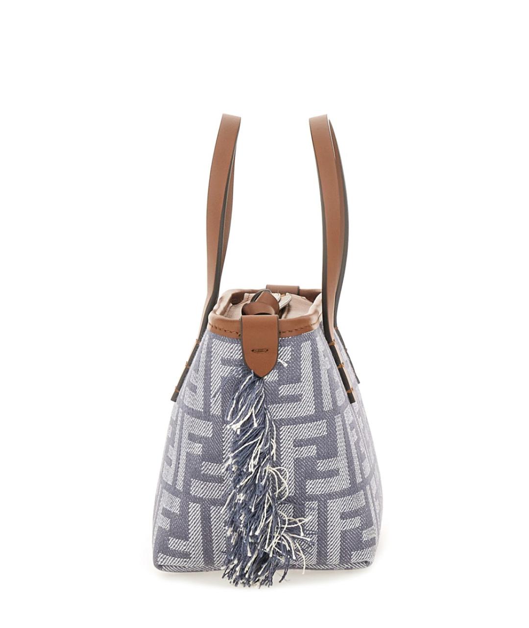 FENDI Голубая синтетическая сумка тоут, фото 4