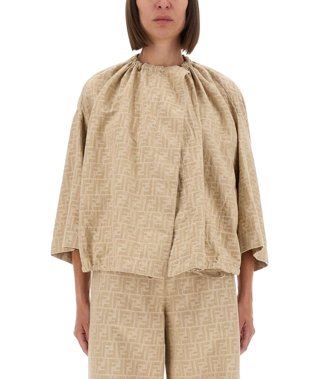 FENDI Бежевый хлопковый жакет/пиджак, фото 2