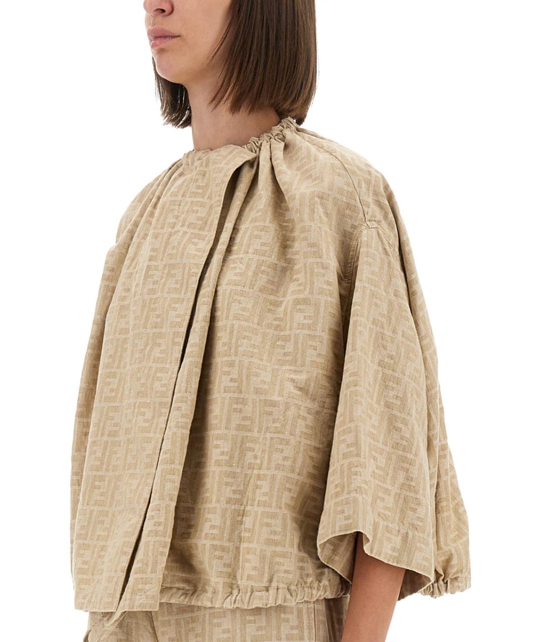 FENDI Бежевый хлопковый жакет/пиджак, фото 5