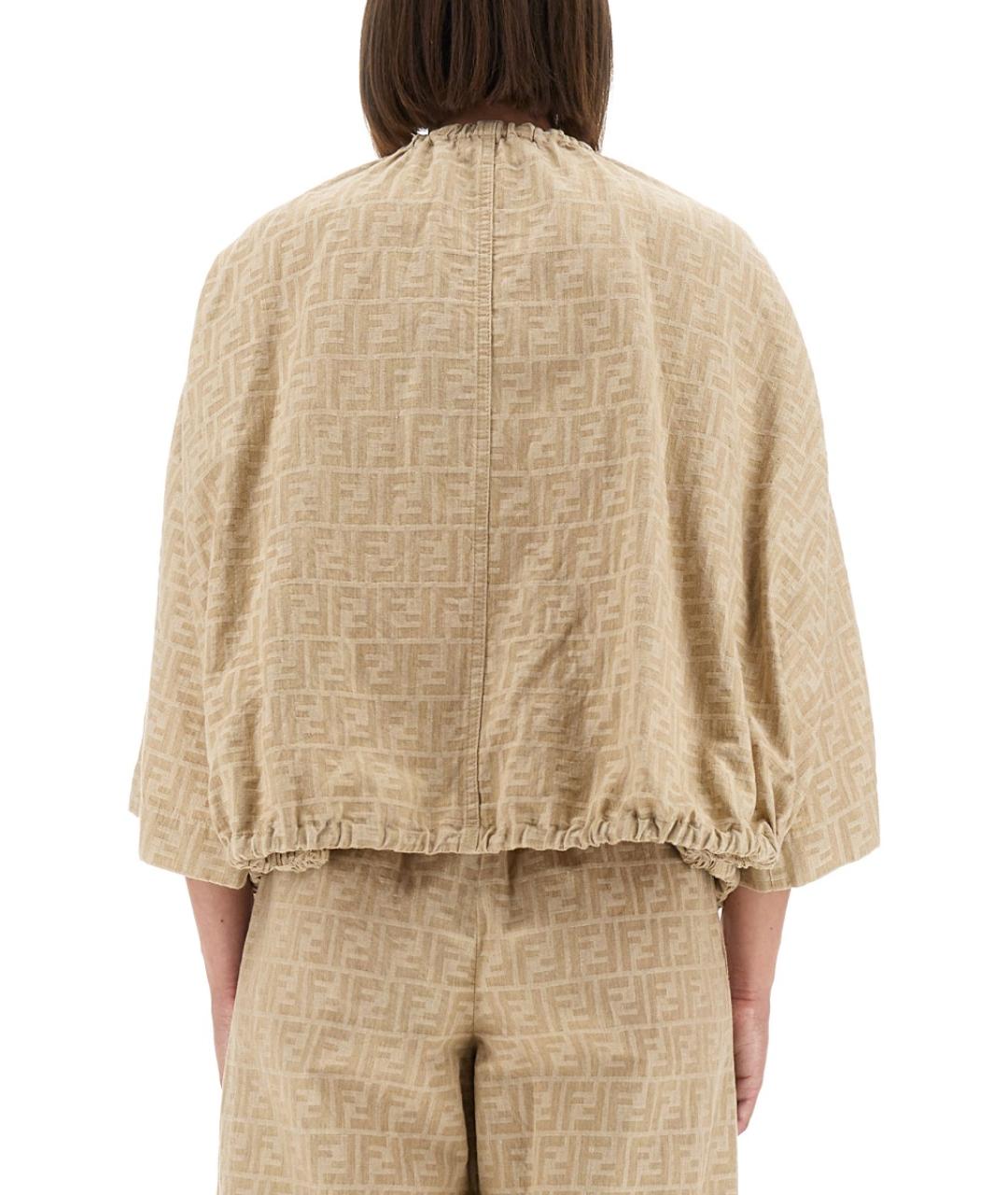 FENDI Бежевый хлопковый жакет/пиджак, фото 4