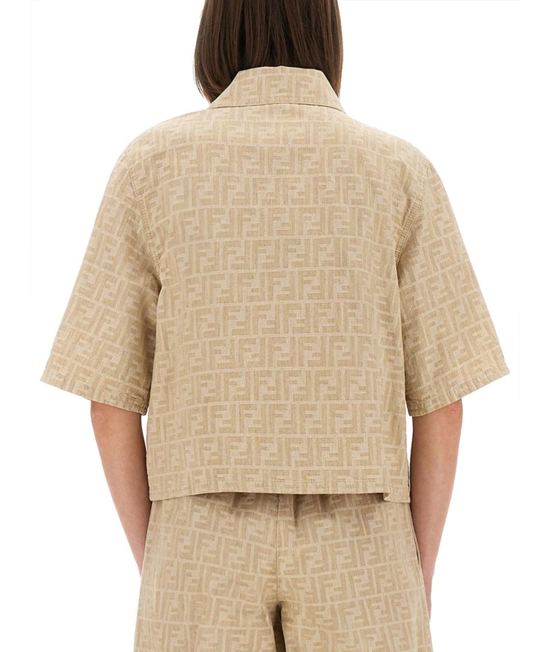 FENDI Бежевая хлопковая рубашка, фото 4