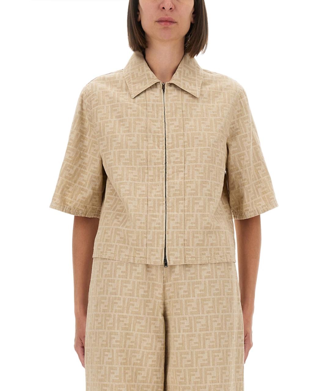 FENDI Бежевая хлопковая рубашка, фото 2