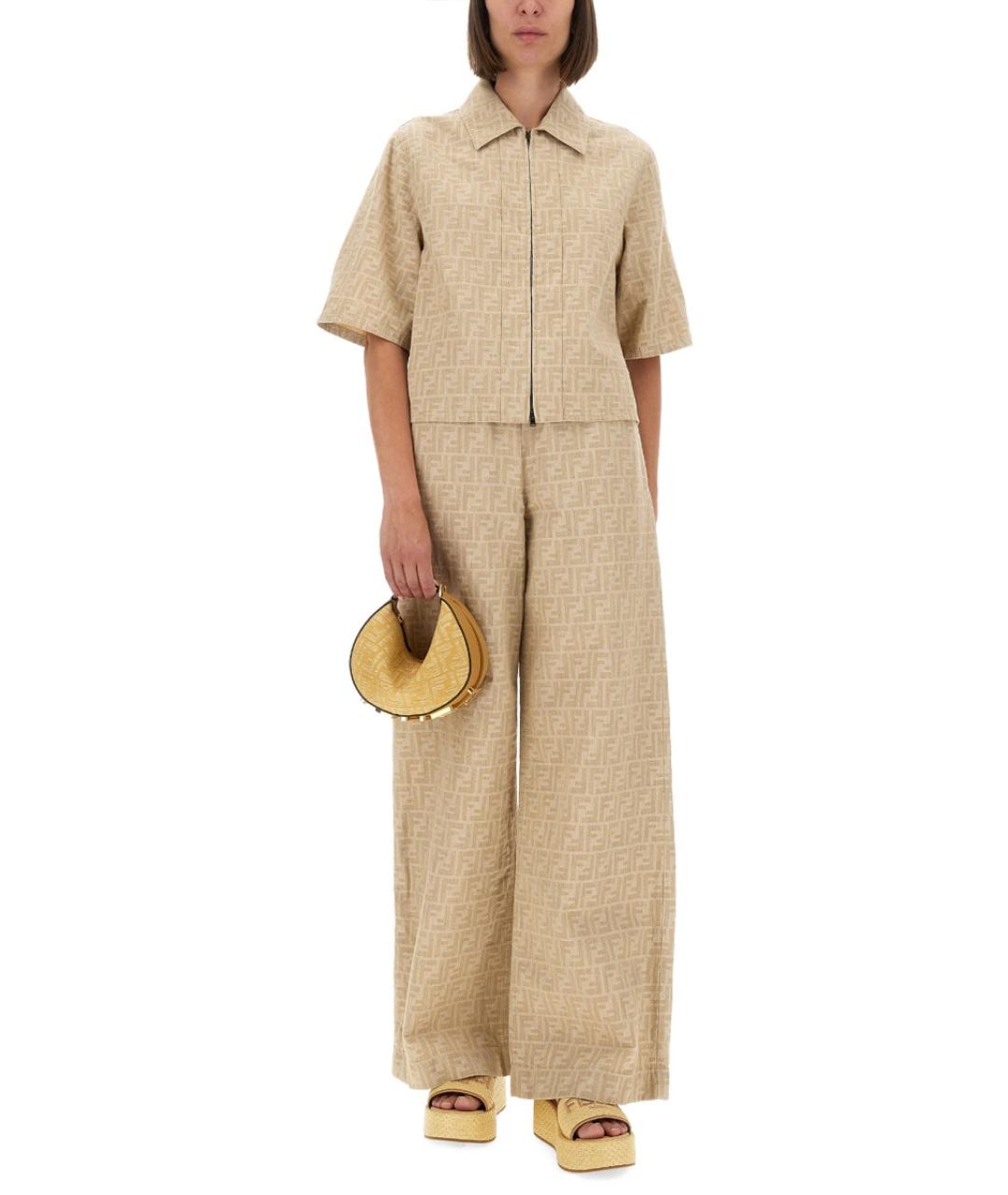 FENDI Бежевая хлопковая рубашка, фото 3