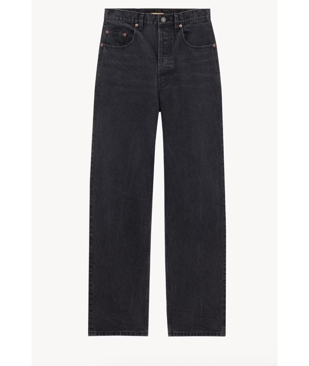 SAINT LAURENT Черные хлопковые прямые джинсы, фото 6