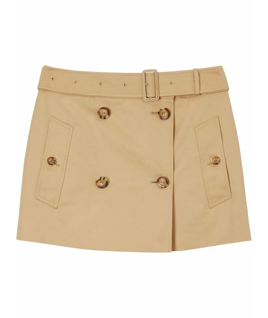 BURBERRY Бежевая хлопковая юбка миди, фото 1