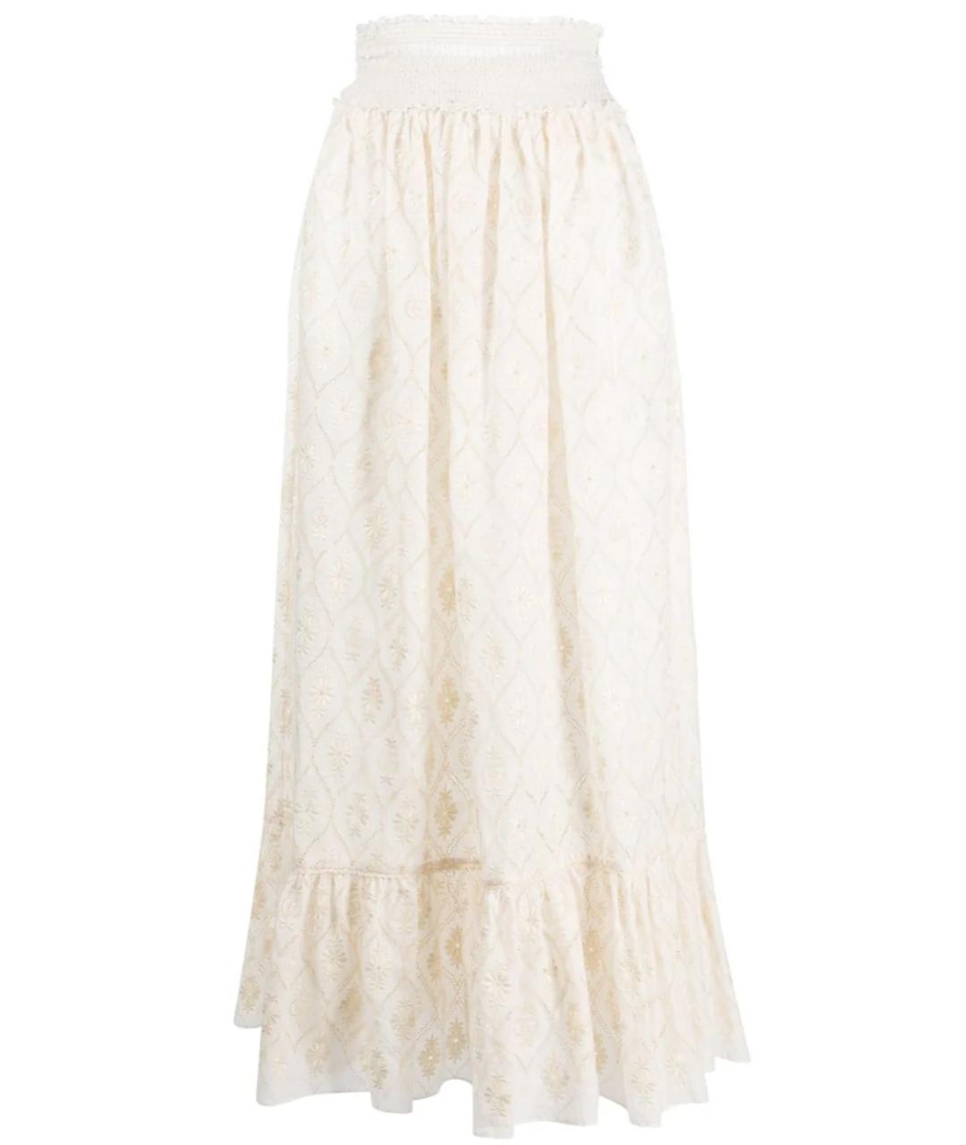 GUCCI Белая хлопко-эластановая юбка миди, фото 1