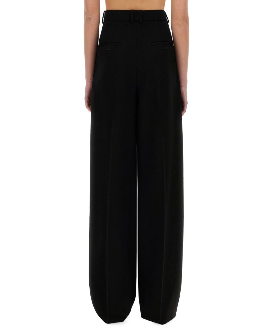 SAINT LAURENT Черные шерстяные прямые брюки, фото 4