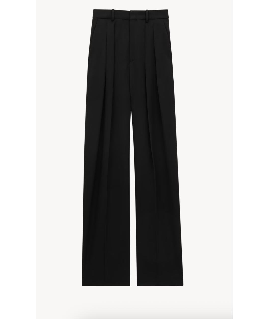SAINT LAURENT Черные шерстяные прямые брюки, фото 6