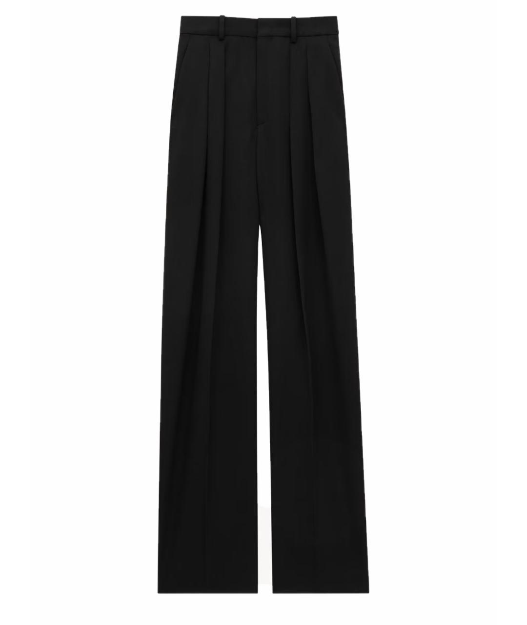 SAINT LAURENT Черные шерстяные прямые брюки, фото 1