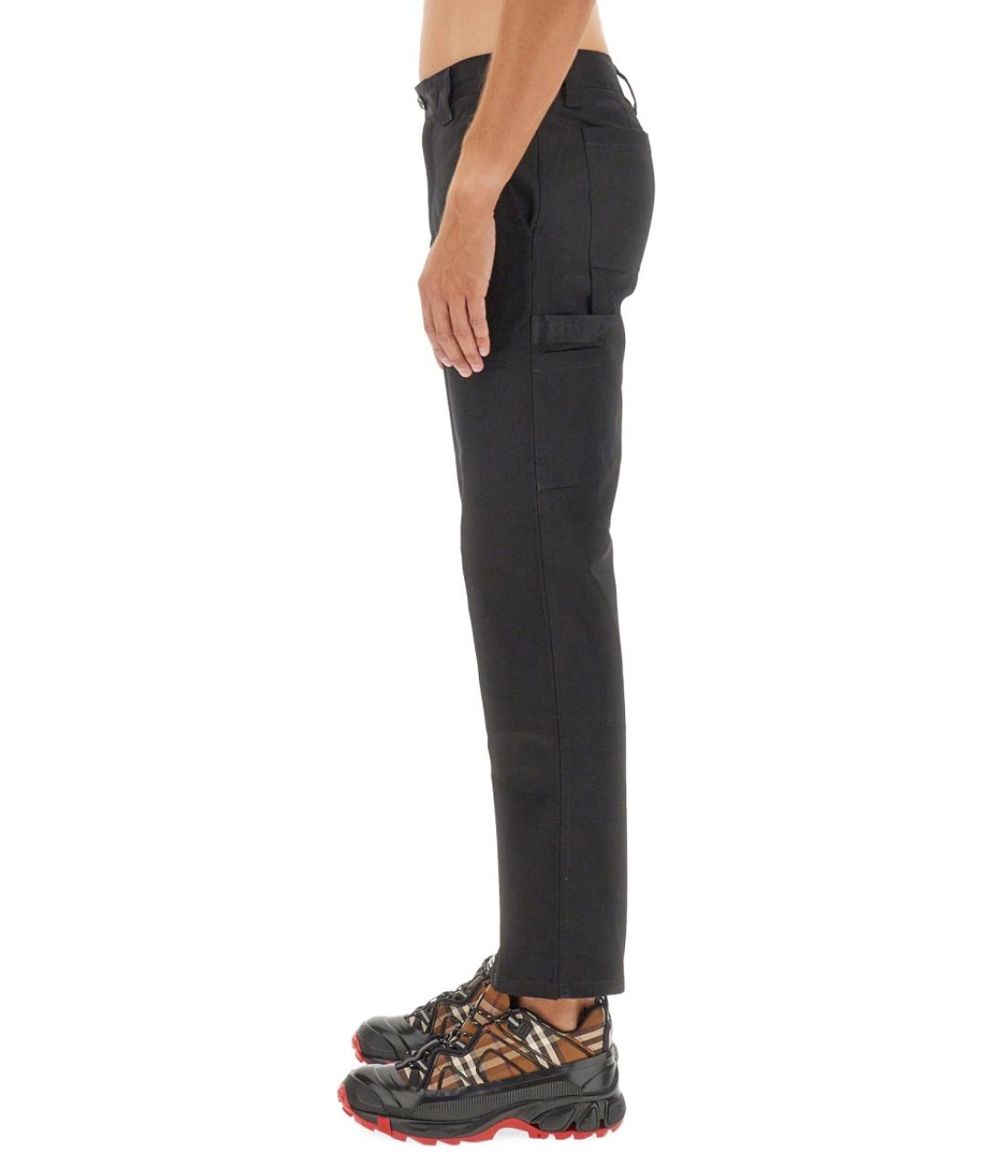 BURBERRY Черные хлопковые повседневные брюки, фото 4