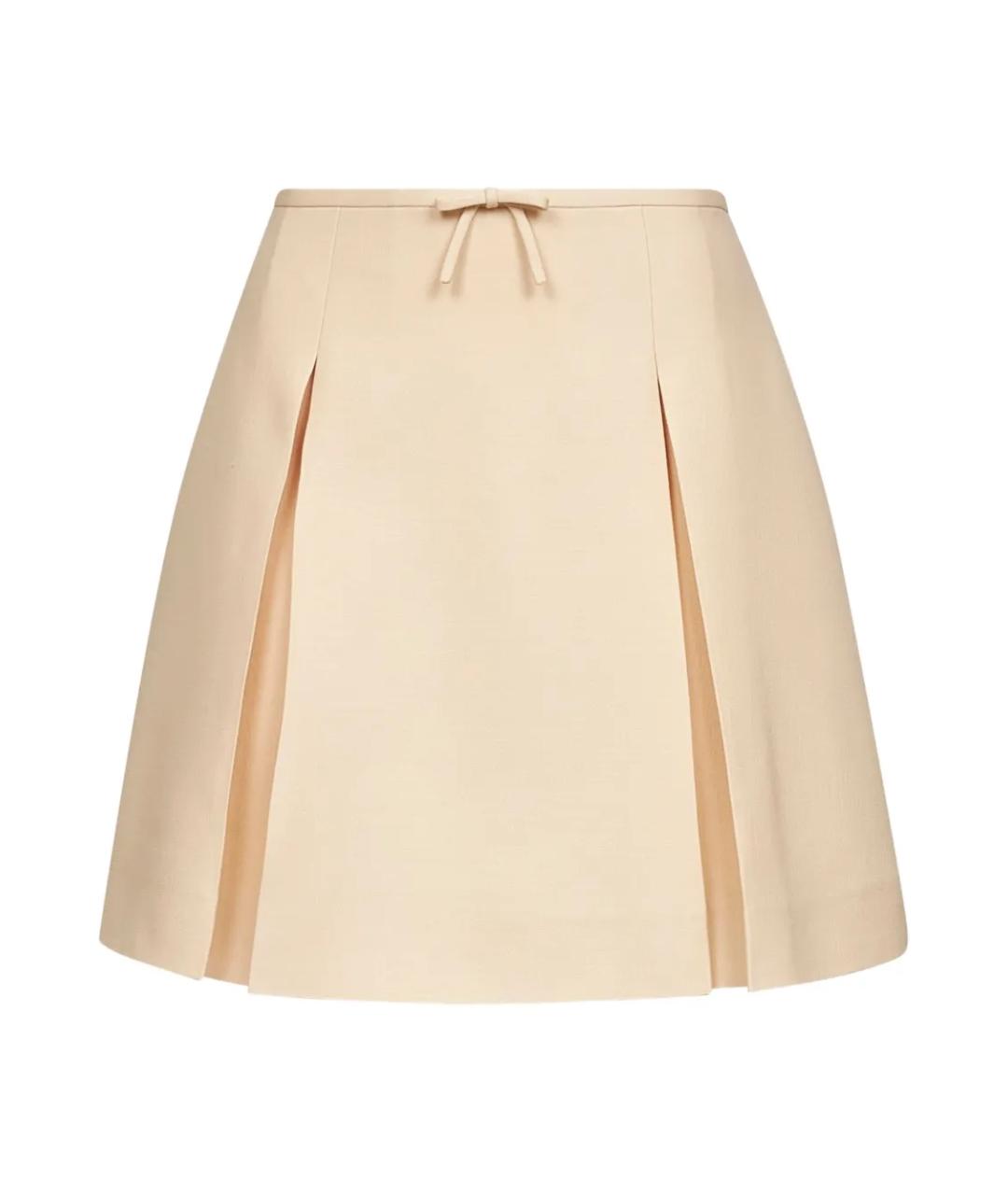 VALENTINO Бежевая шерстяная юбка миди, фото 1