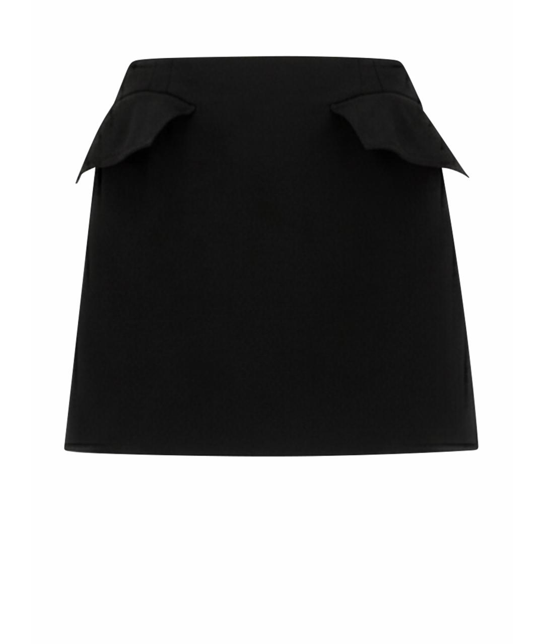 ALEXANDER MCQUEEN Черная шерстяная юбка мини, фото 1