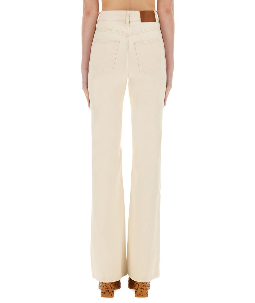 CHLOE Белые хлопковые прямые джинсы, фото 4