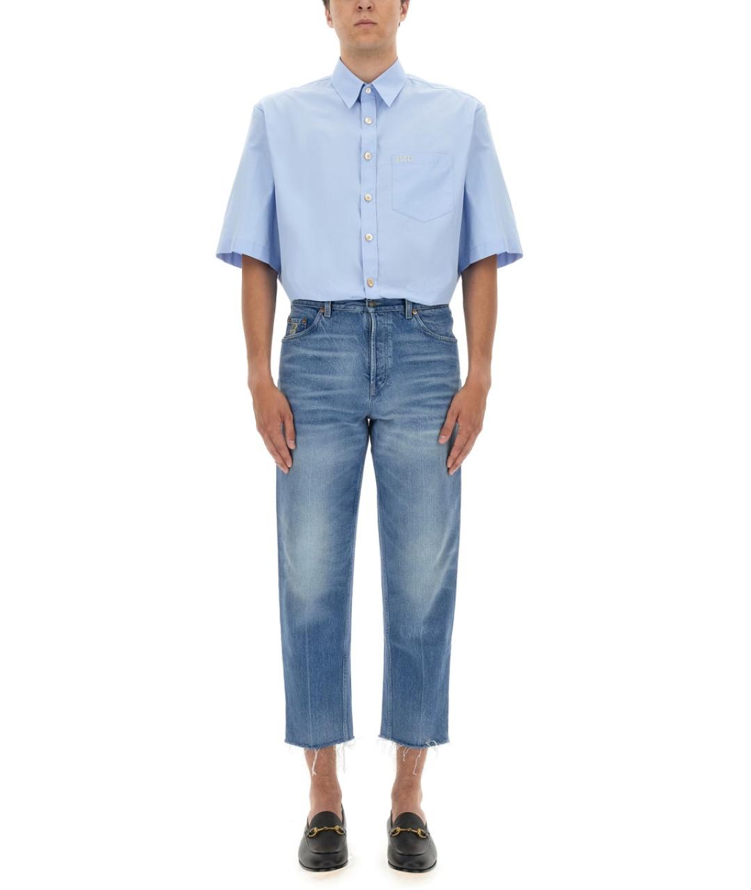 GUCCI Синие хлопковые прямые джинсы, фото 2