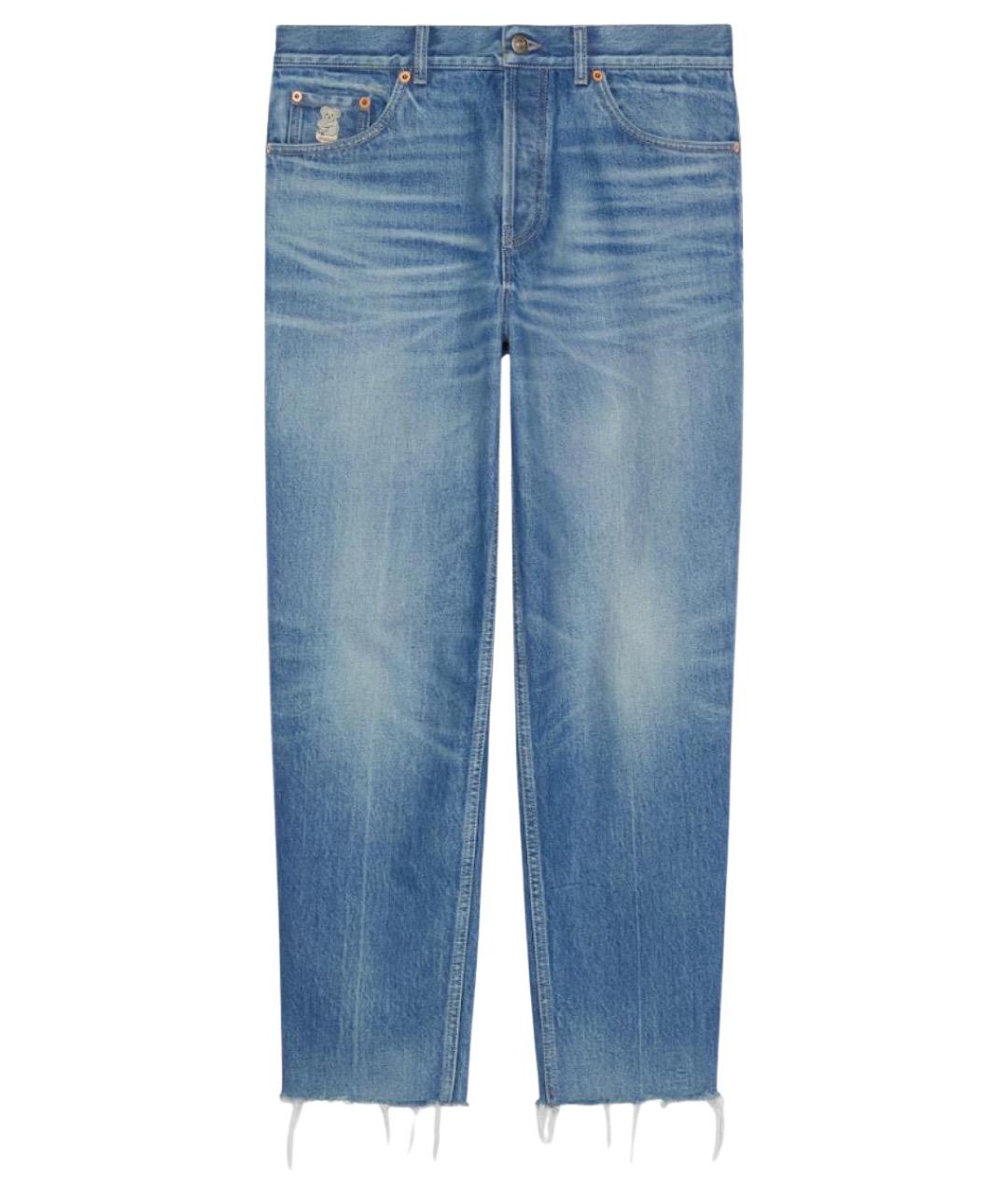GUCCI Синие хлопковые прямые джинсы, фото 1