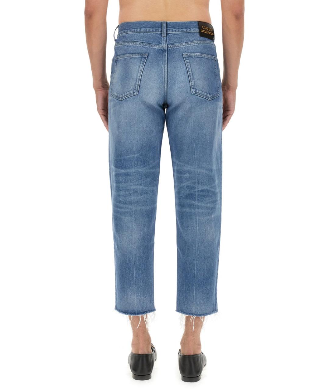 GUCCI Синие хлопковые прямые джинсы, фото 3