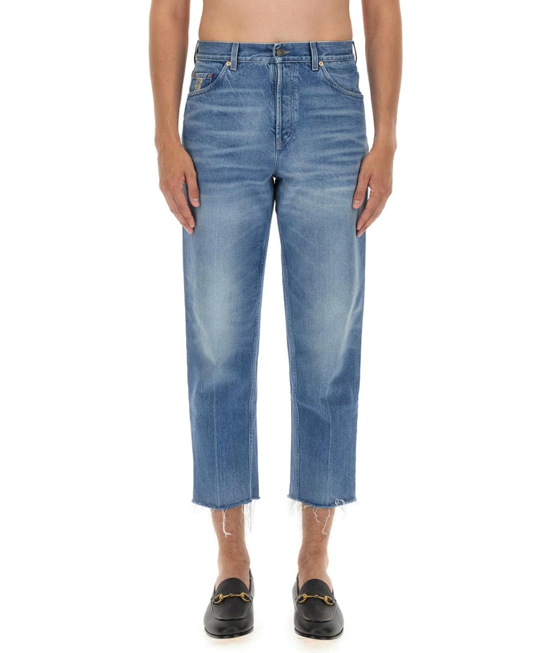 GUCCI Синие хлопковые прямые джинсы, фото 5