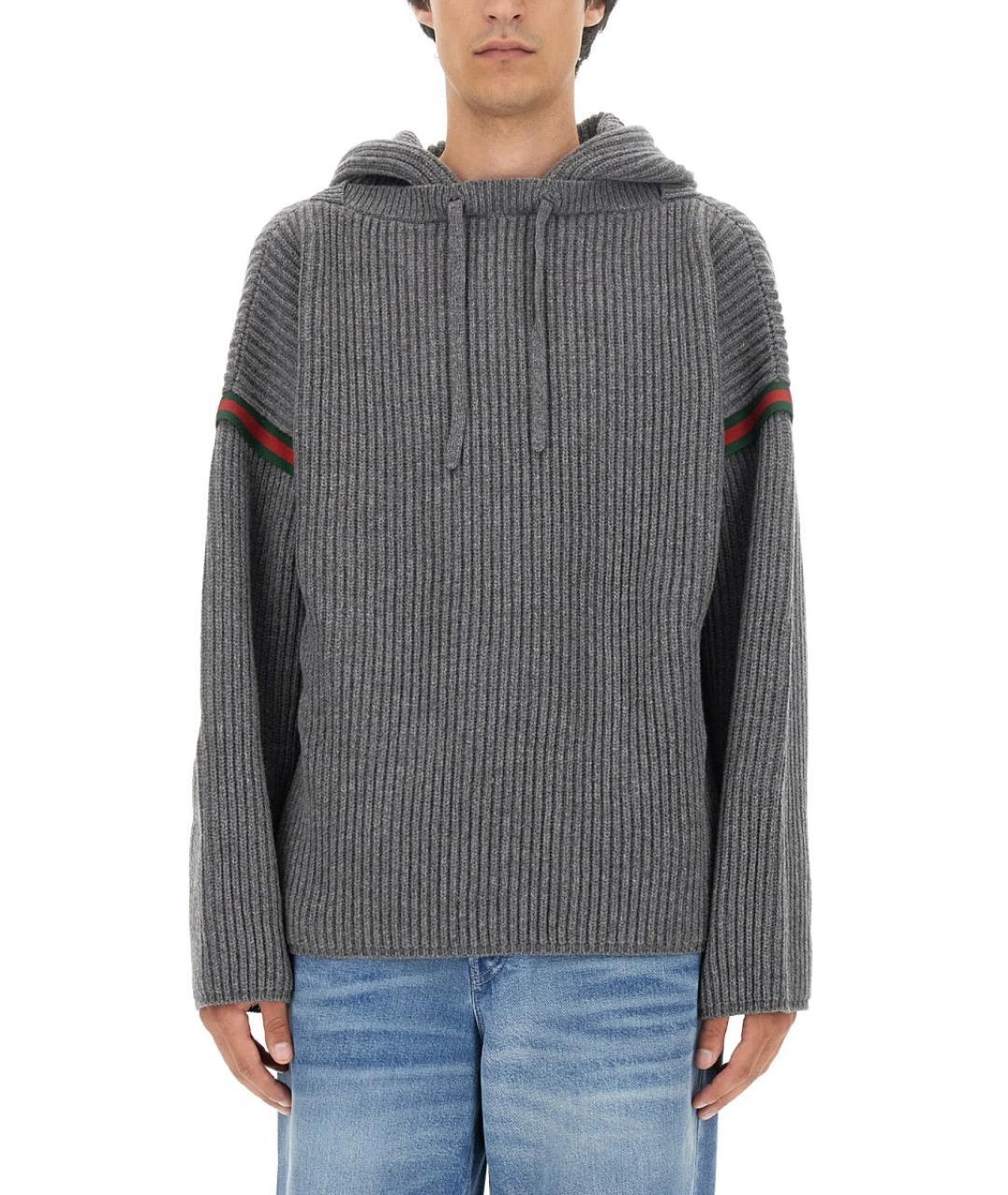 GUCCI Серый шерстяной джемпер / свитер, фото 2