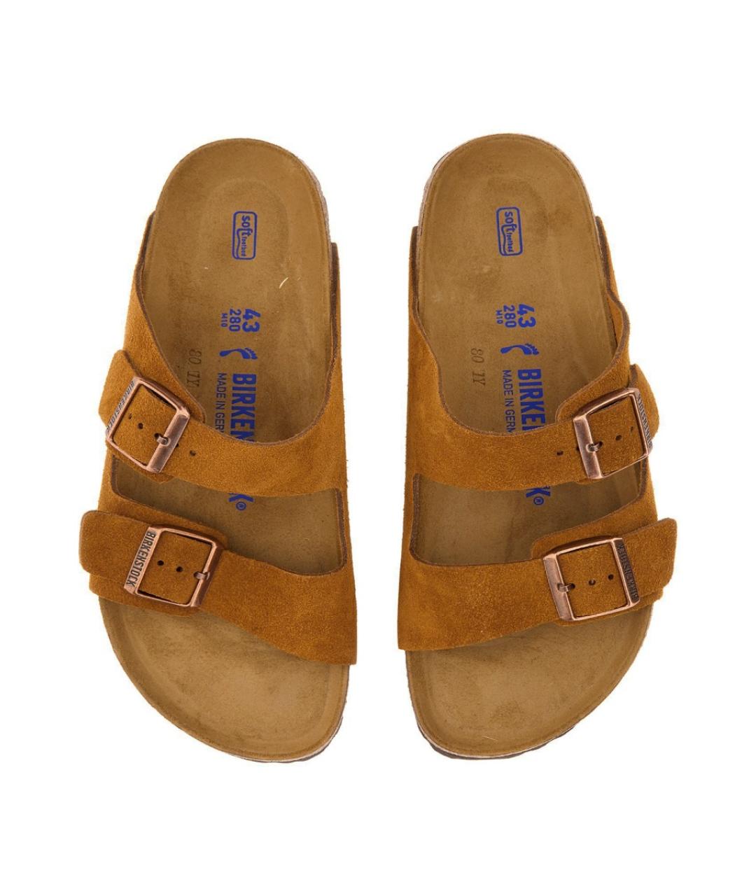 BIRKENSTOCK Коричневые замшевые шлепанцы, фото 3