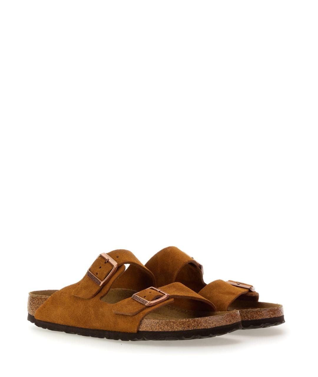 BIRKENSTOCK Коричневые замшевые шлепанцы, фото 2
