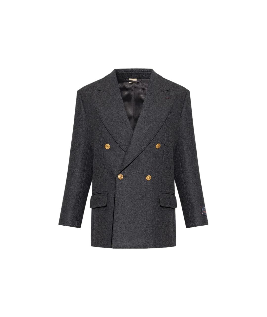 GUCCI Серый шерстяной пиджак, фото 1