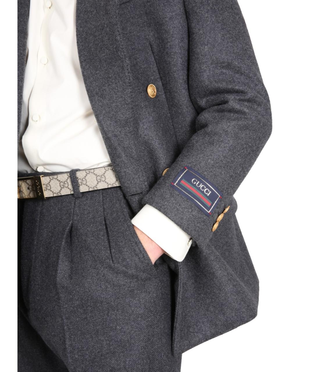 GUCCI Серый шерстяной пиджак, фото 4