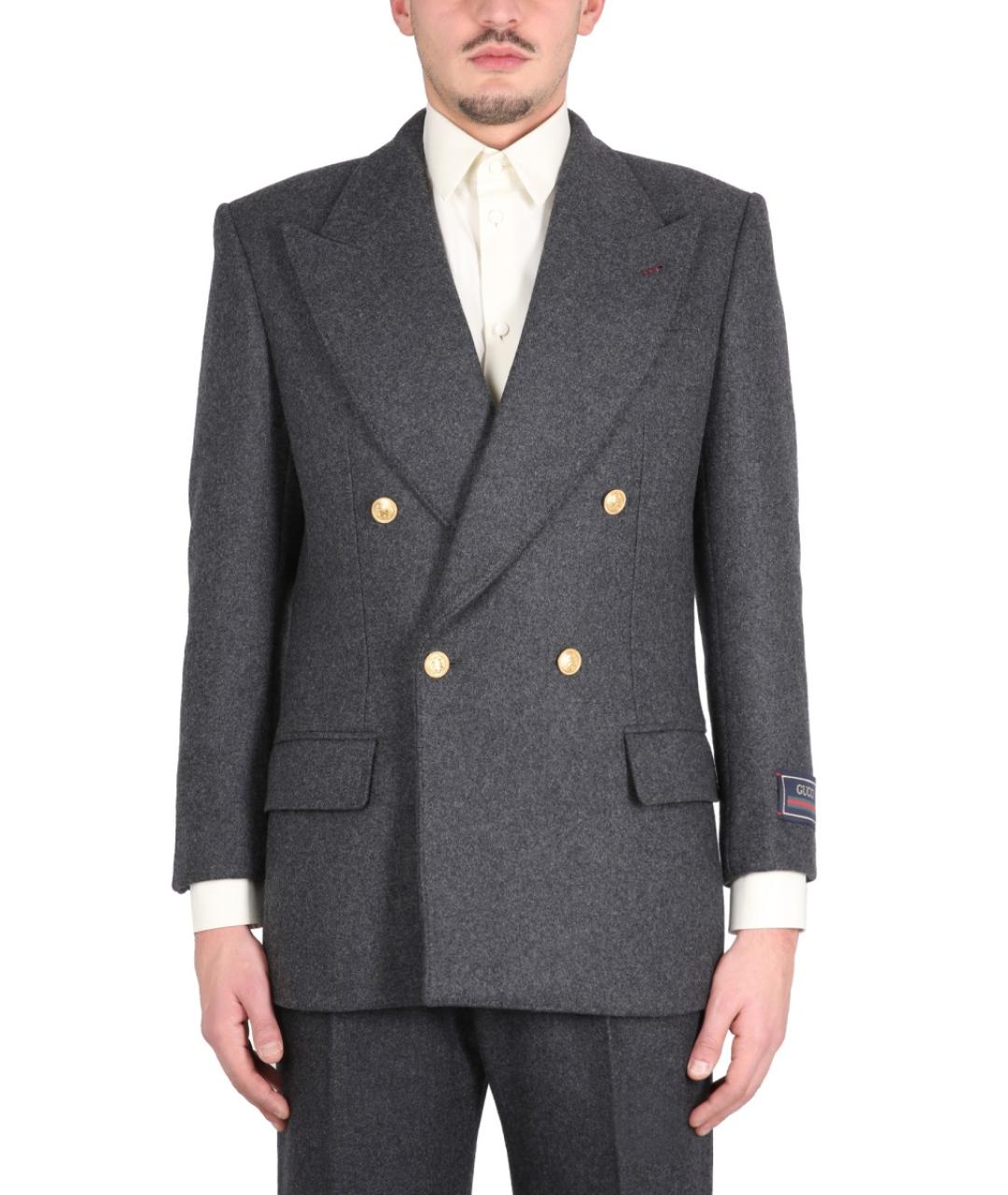 GUCCI Серый шерстяной пиджак, фото 2