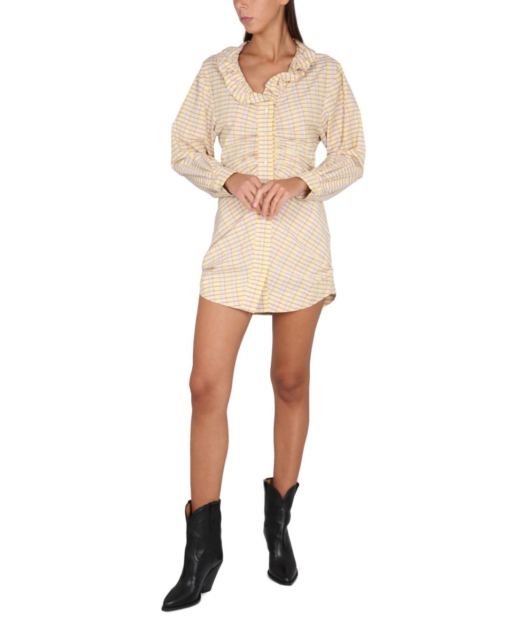 ISABEL MARANT Желтое шелковое повседневное платье, фото 3