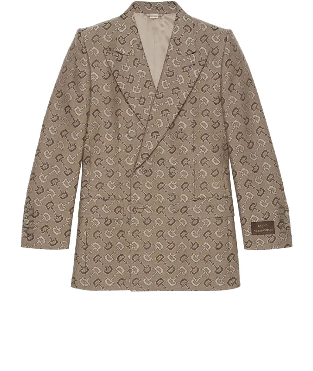 GUCCI Коричневый хлопковый пиджак, фото 1