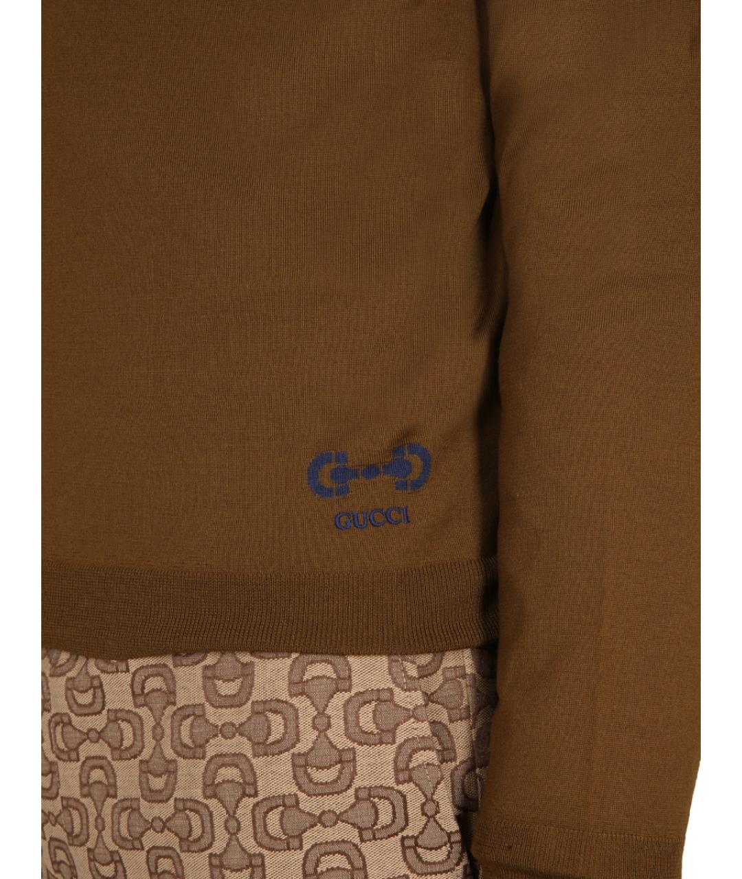 GUCCI Хаки шерстяной джемпер / свитер, фото 5