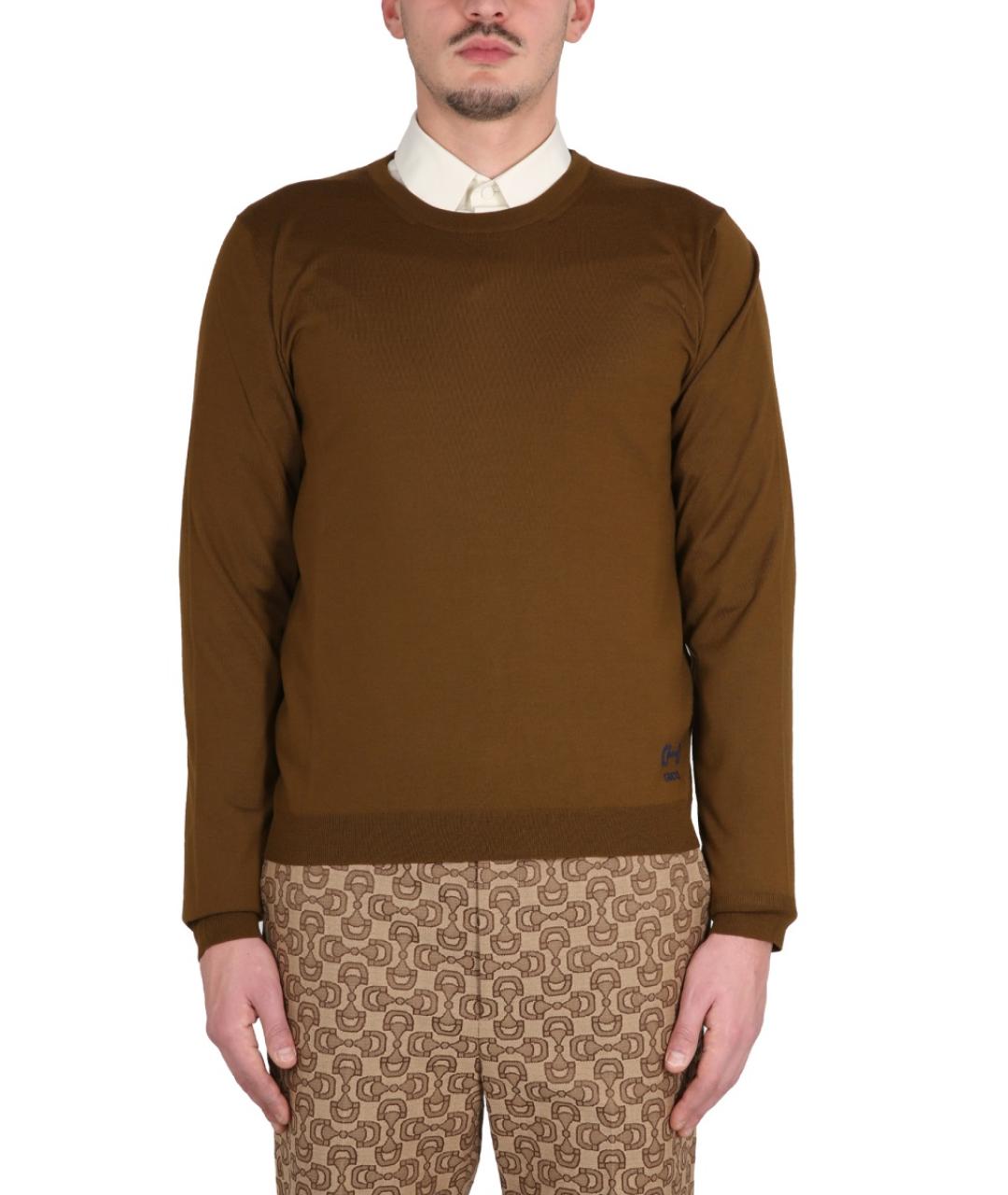 GUCCI Хаки шерстяной джемпер / свитер, фото 2