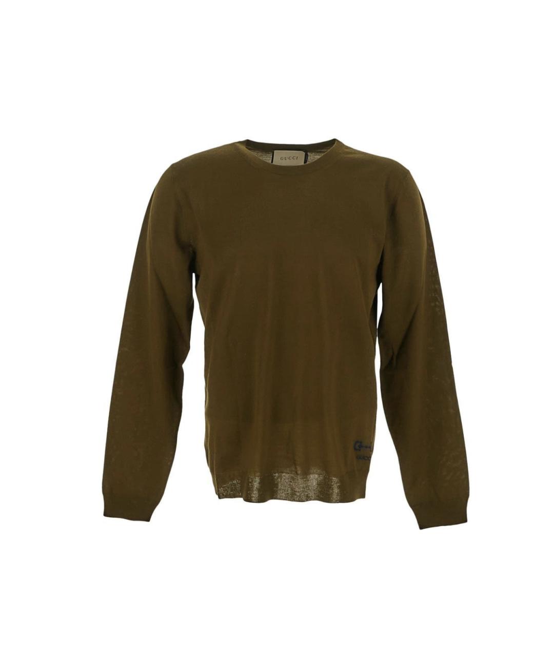 GUCCI Хаки шерстяной джемпер / свитер, фото 1