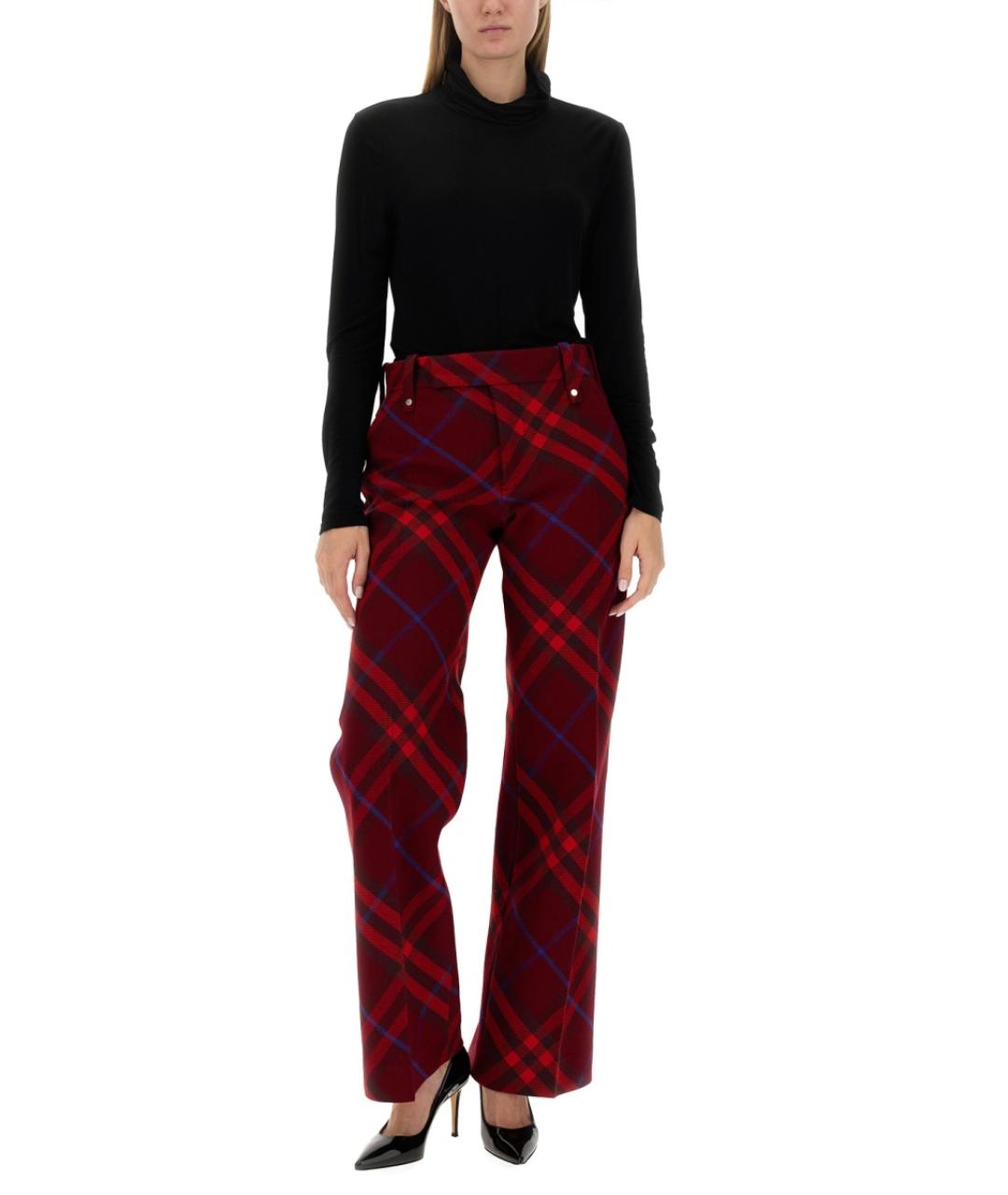 BURBERRY Мульти шерстяные прямые брюки, фото 3