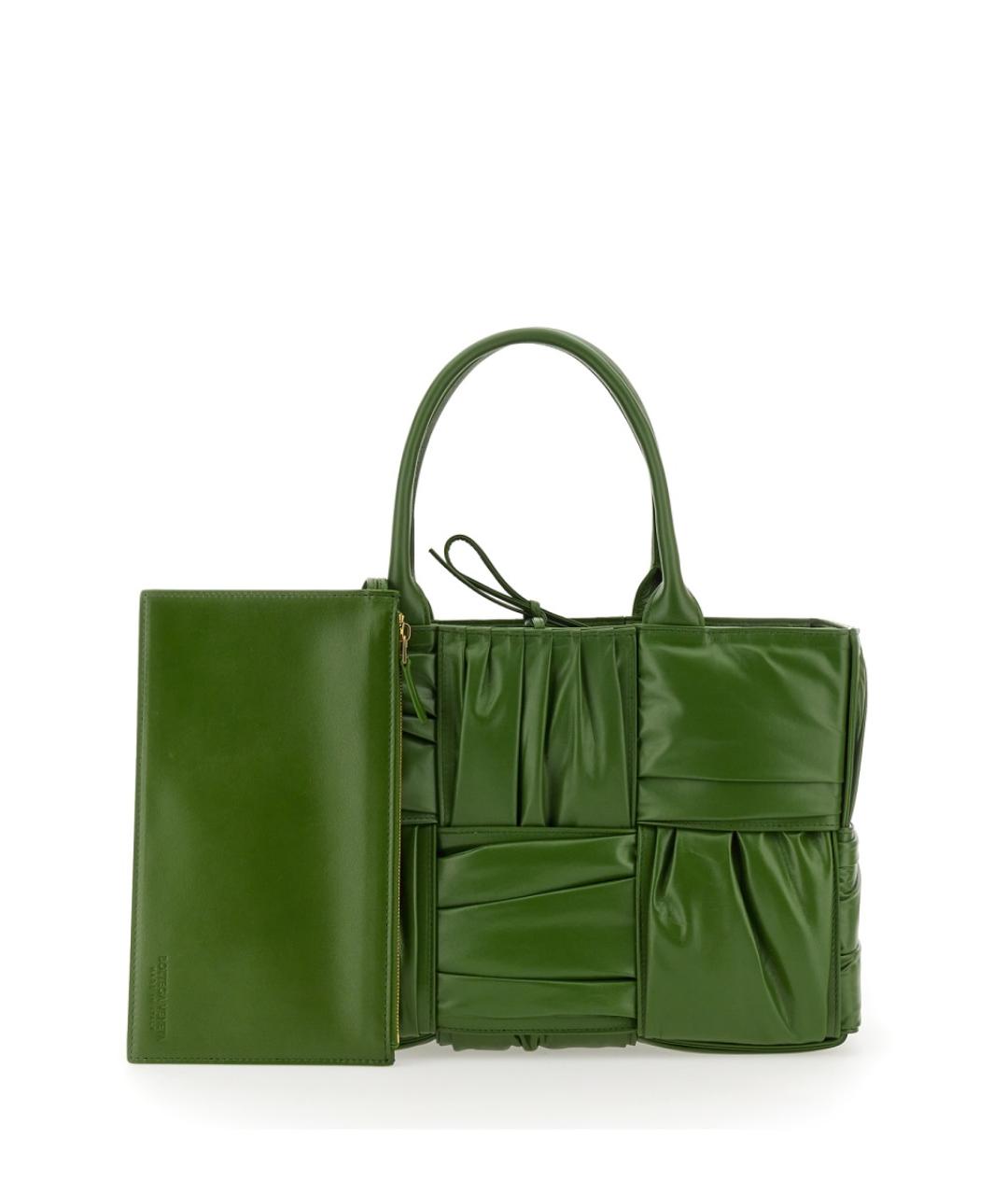 BOTTEGA VENETA Зеленая кожаная сумка тоут, фото 3