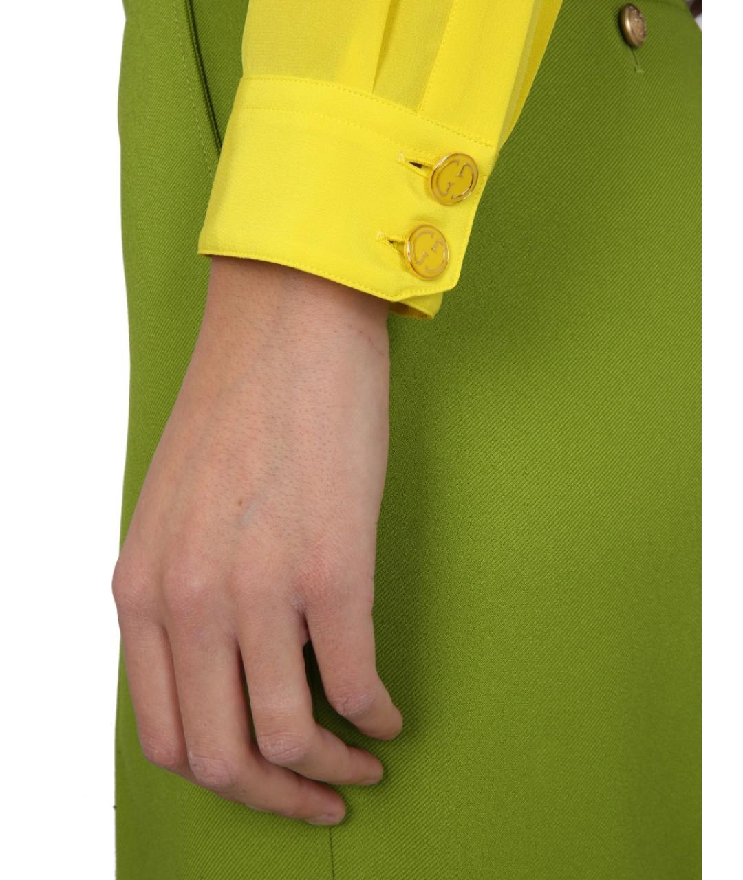 GUCCI Желтая шелковая рубашка, фото 5